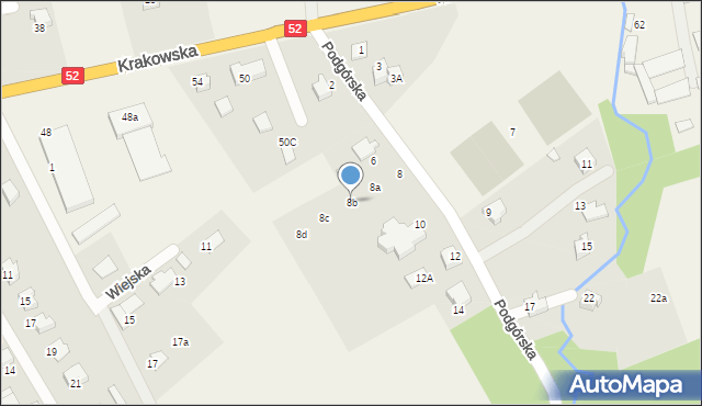 Kozy, Podgórska, 8b, mapa Kozy