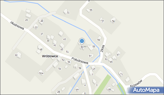 Kozy, Południowa, 53, mapa Kozy