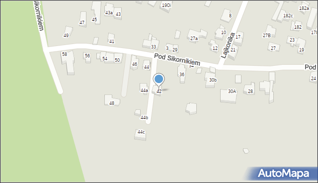 Kraków, Pod Sikornikiem, 42, mapa Krakowa