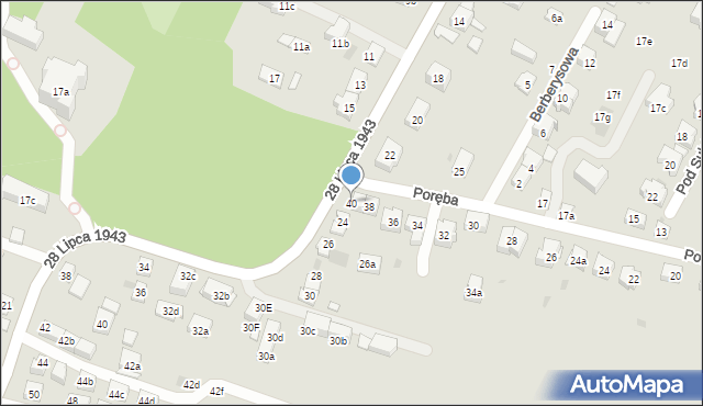 Kraków, Poręba, 40, mapa Krakowa