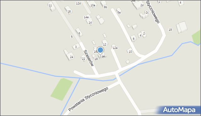 Kraków, Powstania Styczniowego, 16, mapa Krakowa