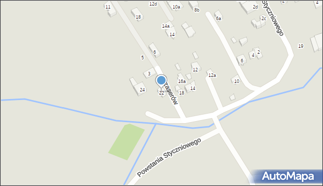 Kraków, Powstania Styczniowego, 22, mapa Krakowa