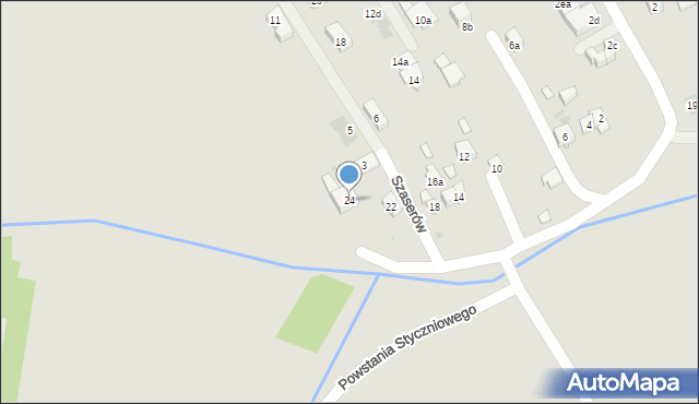 Kraków, Powstania Styczniowego, 24, mapa Krakowa