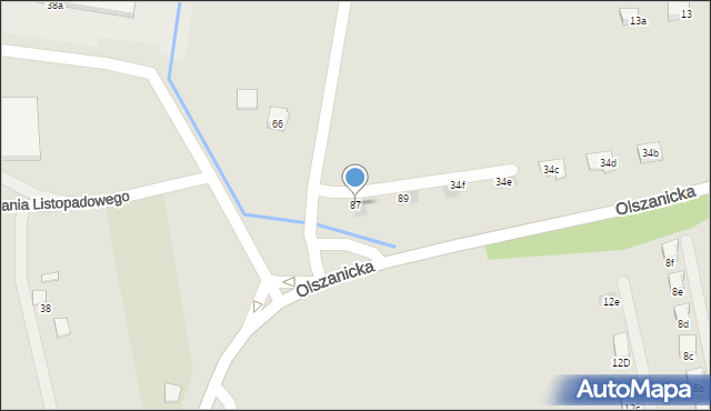 Kraków, Powstania Styczniowego, 87, mapa Krakowa