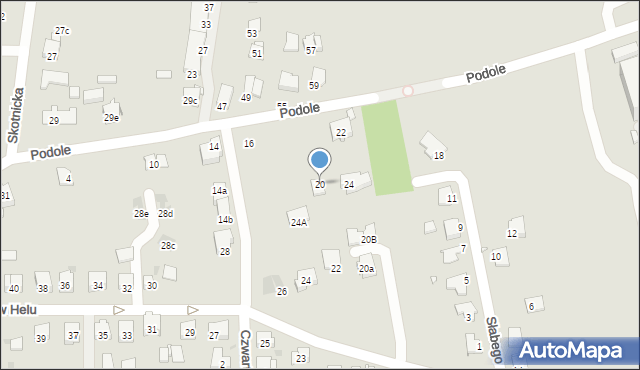 Kraków, Podole, 20, mapa Krakowa