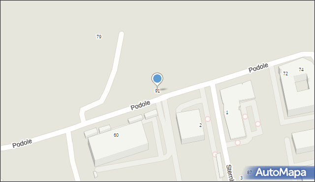 Kraków, Podole, 91, mapa Krakowa