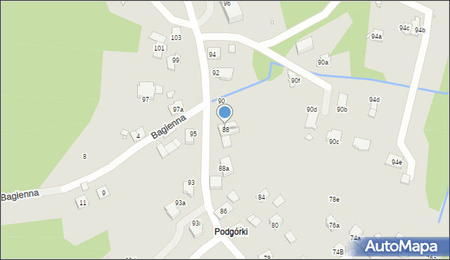 Kraków, Podgórki Tynieckie, 88, mapa Krakowa