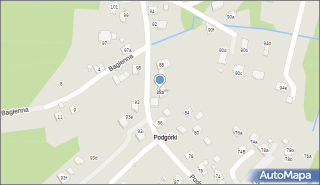 Kraków, Podgórki Tynieckie, 88a, mapa Krakowa