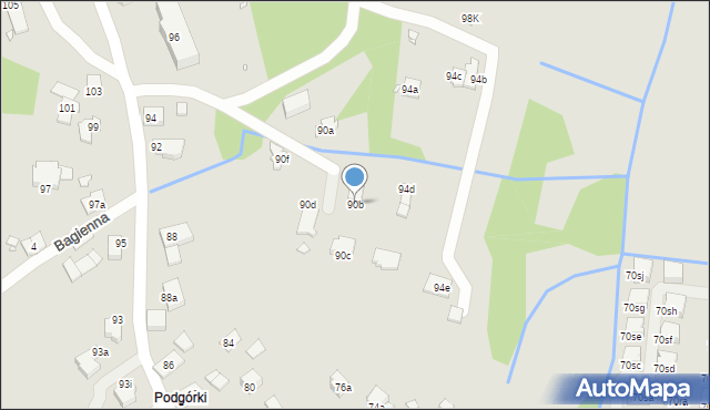 Kraków, Podgórki Tynieckie, 90b, mapa Krakowa