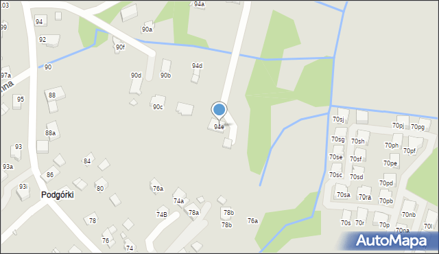 Kraków, Podgórki Tynieckie, 94e, mapa Krakowa