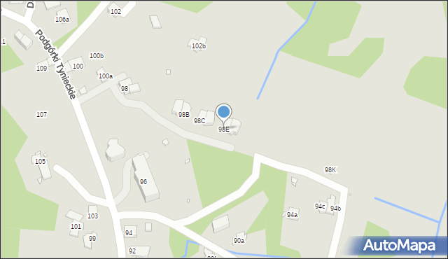 Kraków, Podgórki Tynieckie, 98E, mapa Krakowa