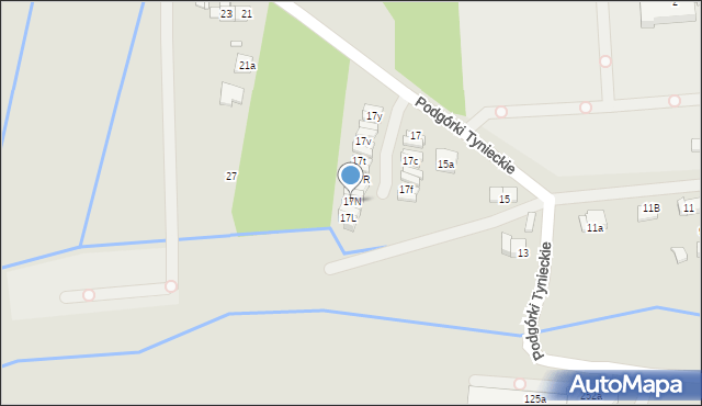 Kraków, Podgórki Tynieckie, 17N, mapa Krakowa