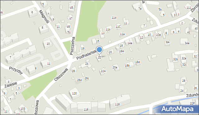 Kraków, Podhalańska, 22, mapa Krakowa