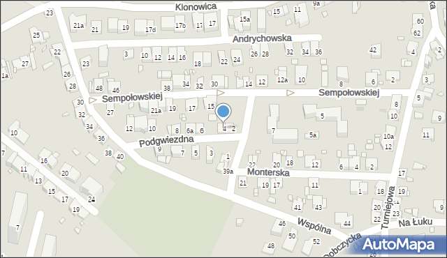 Kraków, Podgwiezdna, 4, mapa Krakowa