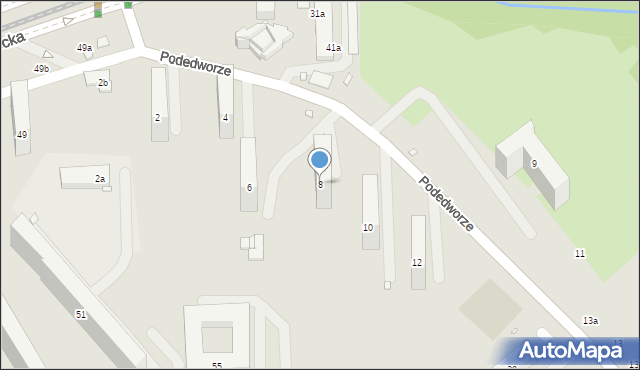 Kraków, Podedworze, 8, mapa Krakowa