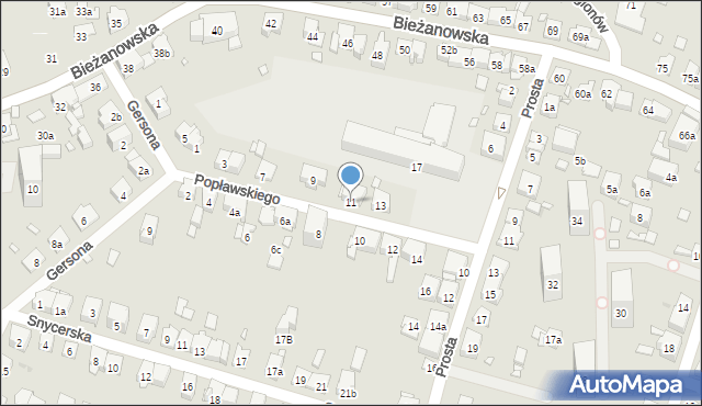 Kraków, Popławskiego Wacława, 11, mapa Krakowa