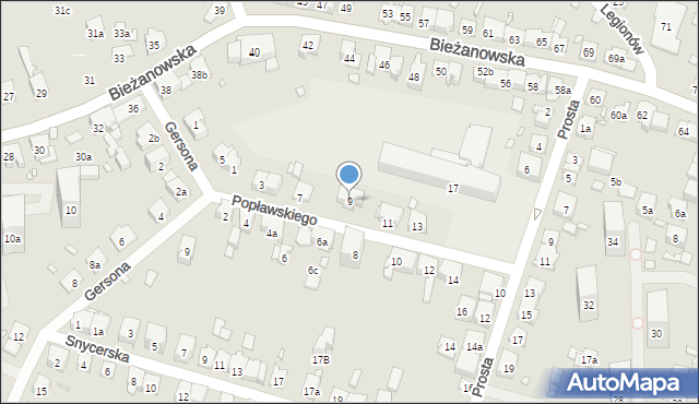 Kraków, Popławskiego Wacława, 9, mapa Krakowa