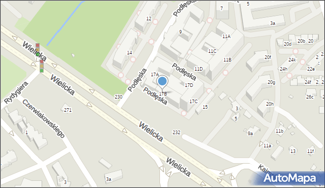 Kraków, Podłęska, 17B, mapa Krakowa