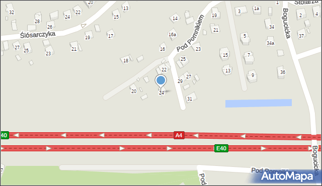 Kraków, Pod Pomnikiem, 24, mapa Krakowa