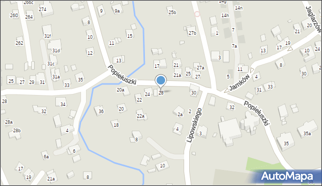 Kraków, Popiełuszki Jerzego, bł. ks., 28, mapa Krakowa