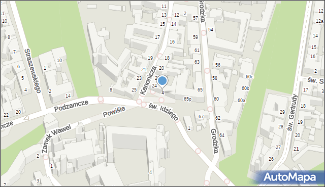 Kraków, Podzamcze, 4, mapa Krakowa