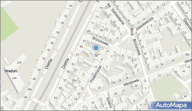 Kraków, Podbrzezie, 6a, mapa Krakowa