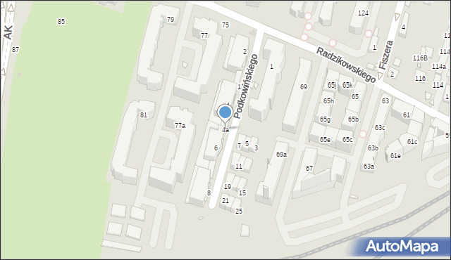 Kraków, Podkowińskiego Władysława, 4a, mapa Krakowa