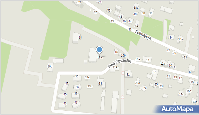 Kraków, Pod Strzechą, 18a, mapa Krakowa