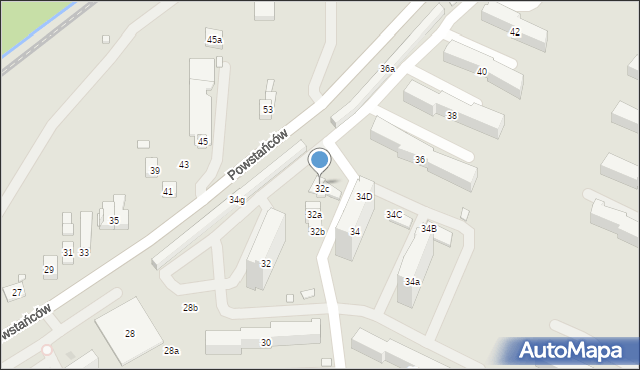 Kraków, Powstańców, 34E, mapa Krakowa