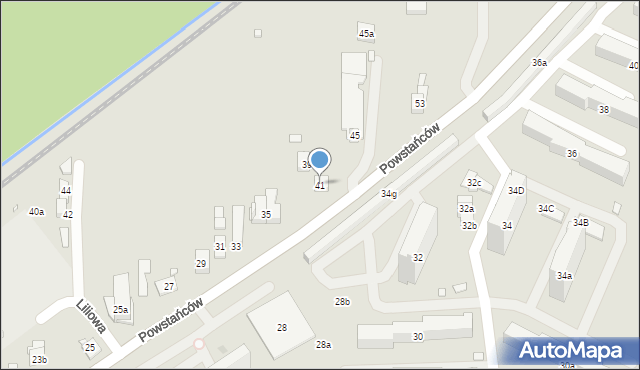 Kraków, Powstańców, 41, mapa Krakowa