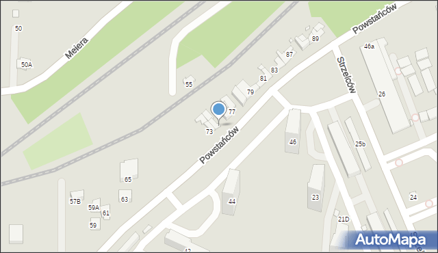 Kraków, Powstańców, 75, mapa Krakowa