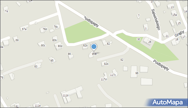 Kraków, Podbipięty Longinusa, 90B, mapa Krakowa