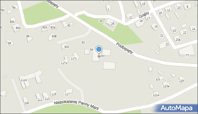 Kraków, Podbipięty Longinusa, 96, mapa Krakowa