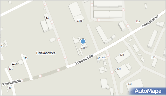 Kraków, Powstańców, 125, mapa Krakowa