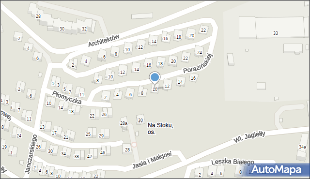 Kraków, Porazińskiej Janiny, 10, mapa Krakowa