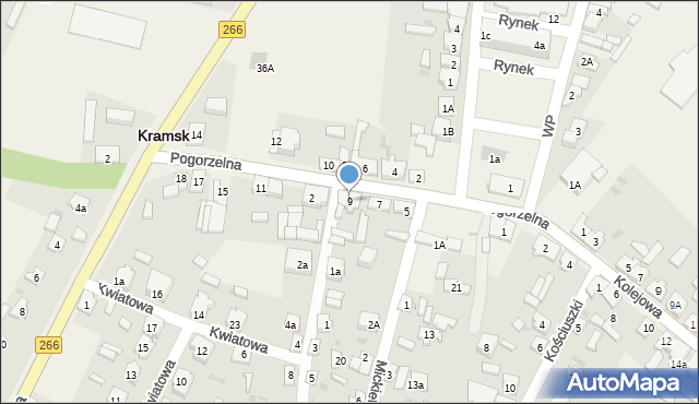 Kramsk, Pogorzelna, 9, mapa Kramsk