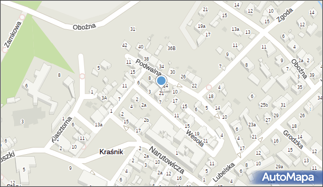 Kraśnik, Podwalna, 21, mapa Kraśnik