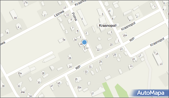 Krasnopol, Polna, 1, mapa Krasnopol