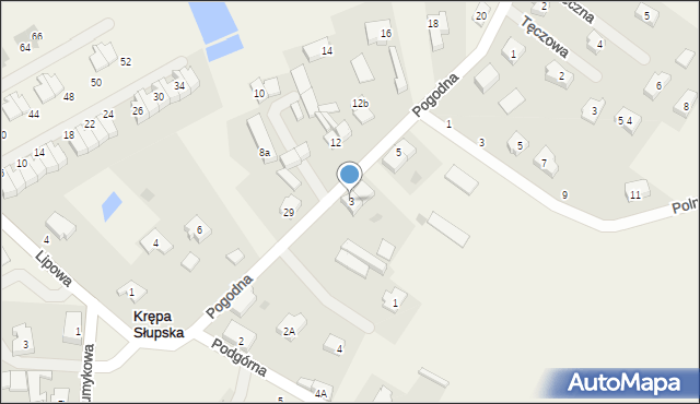 Krępa Słupska, Pogodna, 3, mapa Krępa Słupska