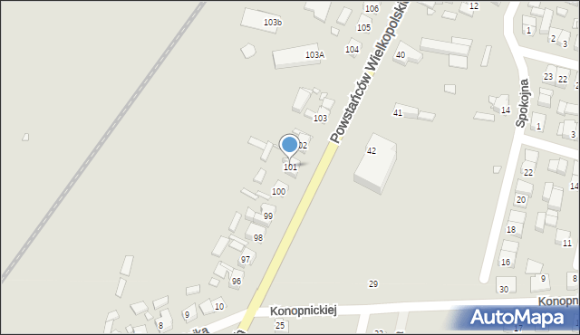 Krobia, Powstańców Wielkopolskich, 101, mapa Krobia