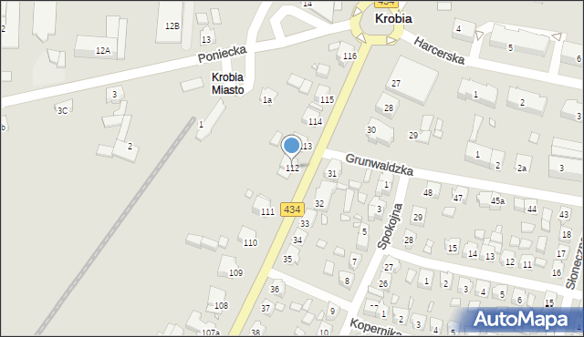 Krobia, Powstańców Wielkopolskich, 112, mapa Krobia