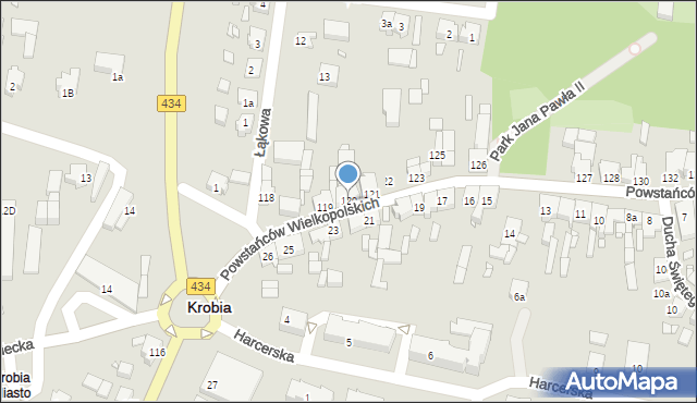 Krobia, Powstańców Wielkopolskich, 120, mapa Krobia