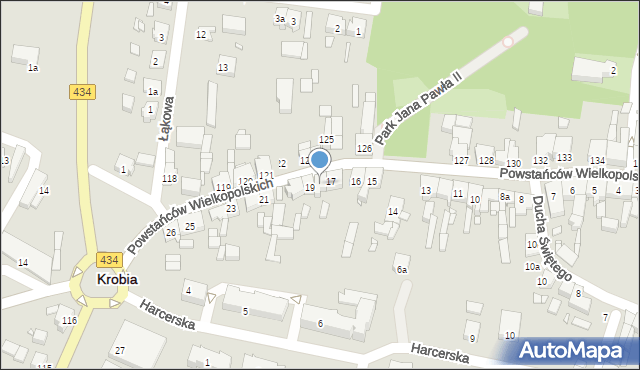 Krobia, Powstańców Wielkopolskich, 18, mapa Krobia