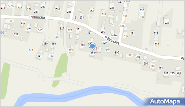 Krościenko Wyżne, Północna, 313, mapa Krościenko Wyżne