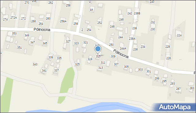 Krościenko Wyżne, Północna, 315, mapa Krościenko Wyżne