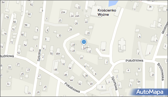 Krościenko Wyżne, Południowa, 14, mapa Krościenko Wyżne