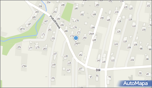 Krościenko Wyżne, Południowa, 170, mapa Krościenko Wyżne