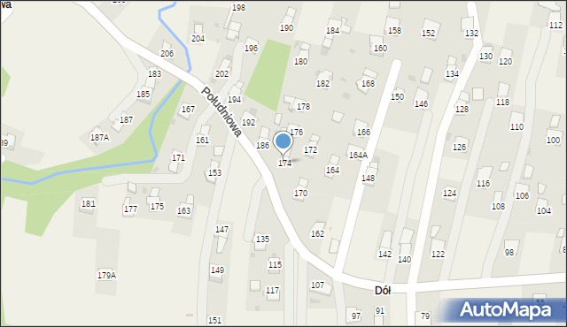 Krościenko Wyżne, Południowa, 174, mapa Krościenko Wyżne