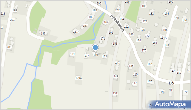 Krościenko Wyżne, Południowa, 175, mapa Krościenko Wyżne