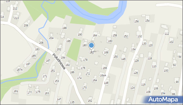 Krościenko Wyżne, Południowa, 182, mapa Krościenko Wyżne